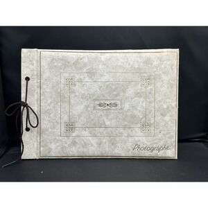 Vintage Springfield Photo Album White‎ Marble 14pgs black album paper